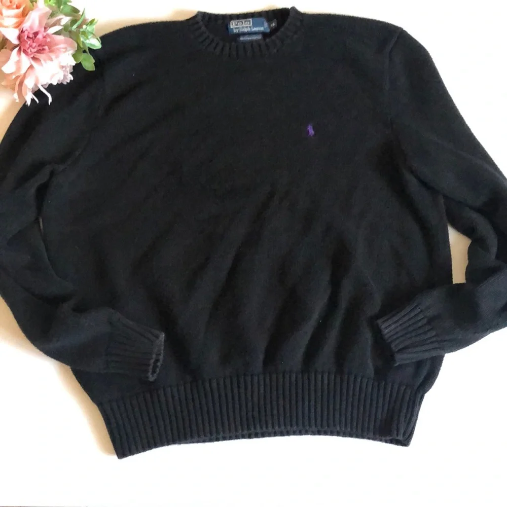 Polo Ralph Lauren Black Crewneck Sweater XL Ralph Lauren Cotton Basic Sweater